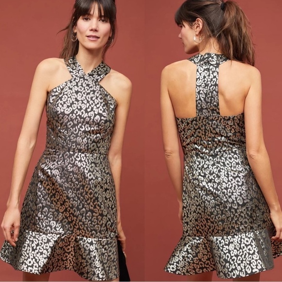 Anthropologie‎ Hutch Twiggy Halter Cheetah print dress - Picture 1 of 7